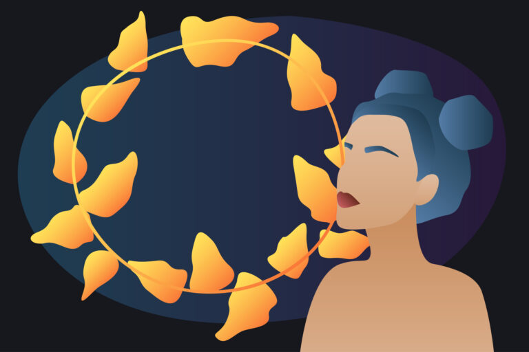 Minimalistyczna ilustracja boho – portret kobiety, symbolizujący narcyzm i relacje